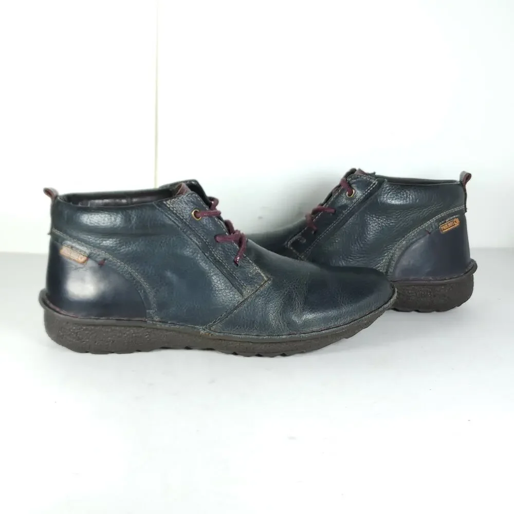 Pikolinos Santiago Men's EU41 US8 Navy Blue Leather Lace-Up Chukka Boots